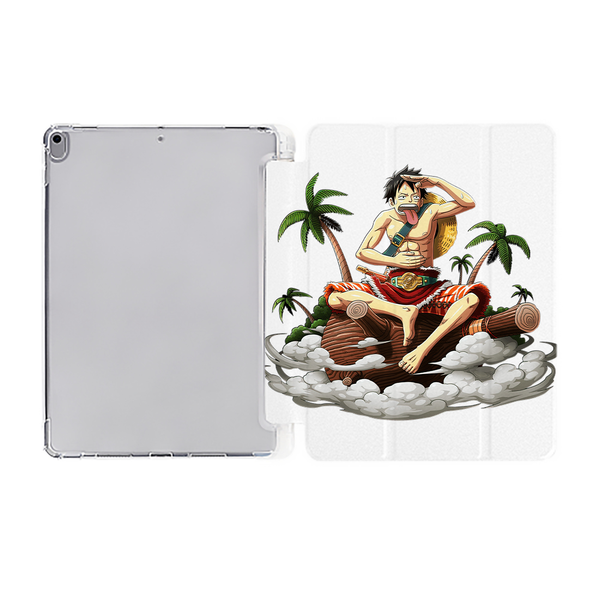 （画像用） ワンピース モンキー・D・ルフィ ONE PIECE Monkey D. Luffy IPad ケース ペン収納付き 三つ折りスタンド PUレザー×シリコン 対応機種9.5/10.5/10.9インチ